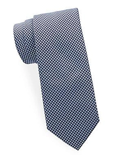 Brioni Geometric Silk Tie In Blue Navy