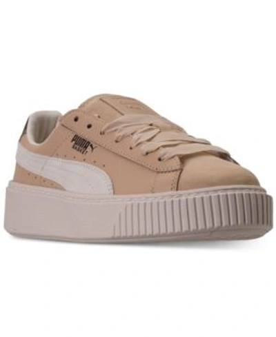 Puma Women's Basket Platform Up Casual Sneakers From Finish Line In Natural Vachetta/birch