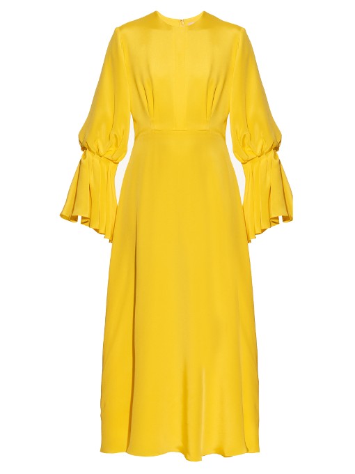 Roksanda Ophelia Bell-sleeved Satin Dress | ModeSens