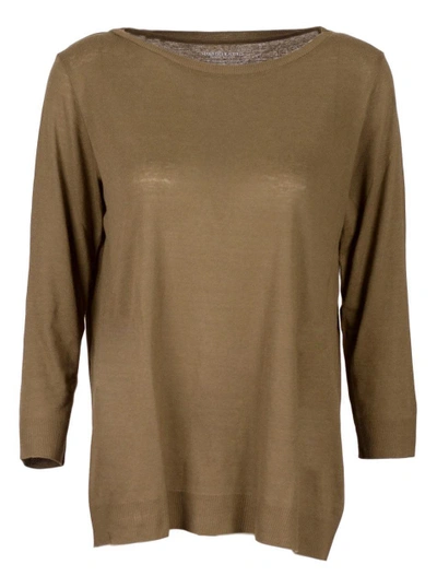 Majestic Cotton And Cashmere Blend Sweater In Kaki