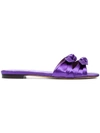 Tabitha Simmons Cleo Bow-embellished Satin Slides In Purple