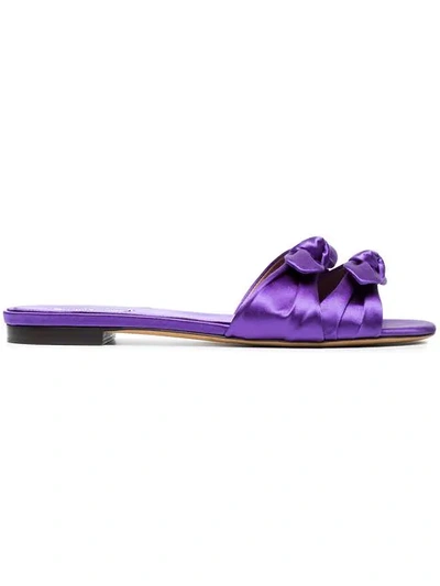Tabitha Simmons Cleo Bow-embellished Satin Slides In Purple