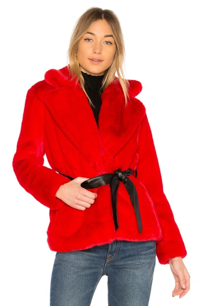 Lovers & Friends Valentine Faux Fur Coat In Red