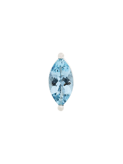 Delfina Delettrez 18kt Gold Dots Solitaire Aquamarine And Pearl Earring In Blue