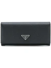 Prada Saffiano Leather Continental Wallet In Black