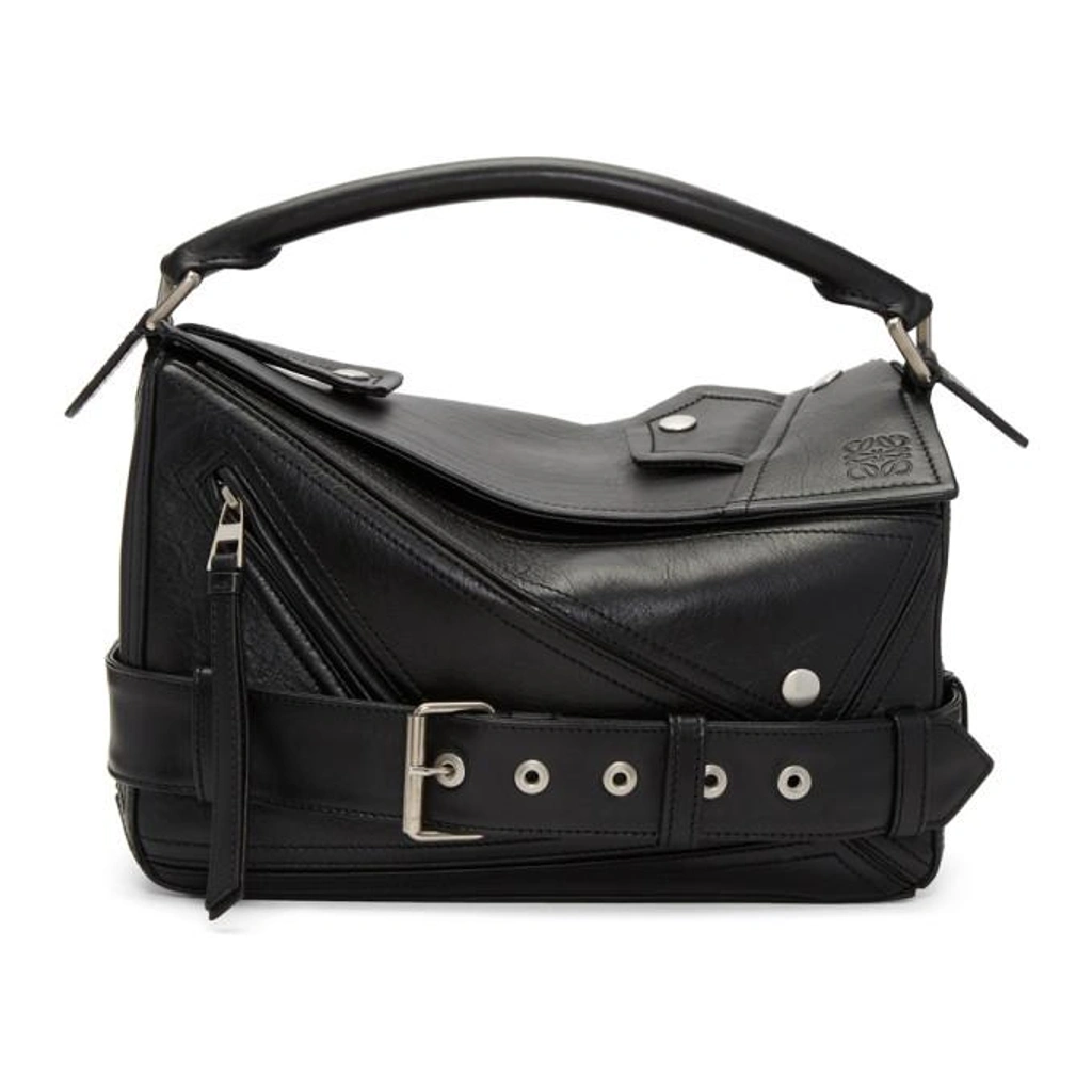 LOEWE直営店カーフスキンバッグ small size Puzzle Biker 2color Small Puzzle Biker bag in shiny calfskin Black - LOEWE