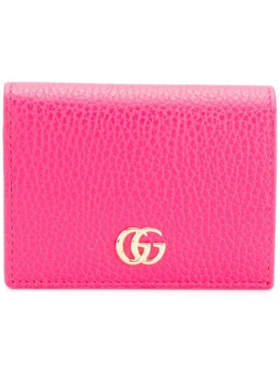 Gucci Leather Card Case Wallet In Pink