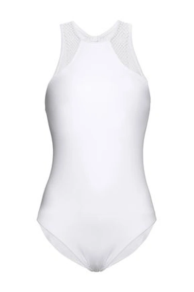 Melissa Odabash Bari Mesh-paneled Cutout Swimsuit In White