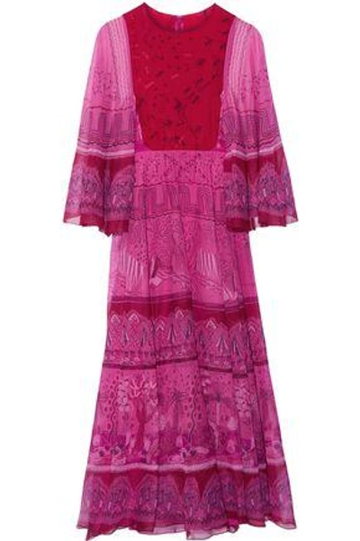 Valentino Woman Printed Silk-chiffon Maxi Dress Fuchsia