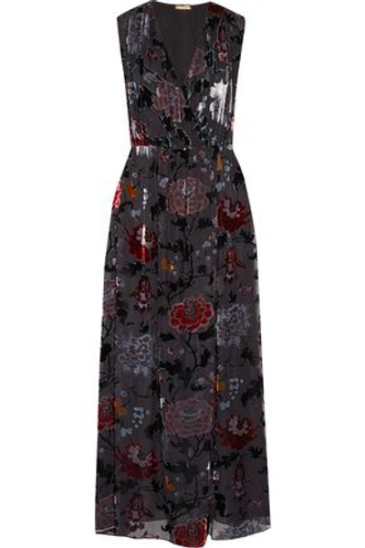Adam Lippes Woman Wrap-effect Floral-print Devoré-chiffon Maxi Dress Black