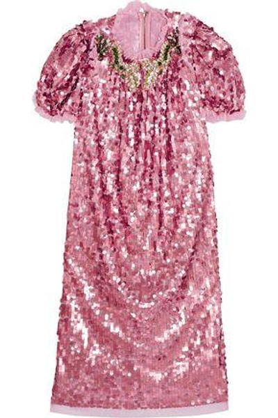 Dolce & Gabbana Sequin And Crystal-embellished Tulle Dress In Pink