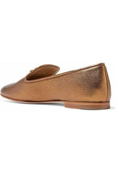Giuseppe Zanotti Woman Crystal-embellished Metallic Leather Slippers Bronze
