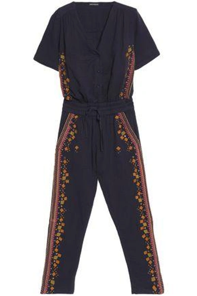 Antik Batik Woman Embroidered Cotton-gauze Jumpsuit Midnight Blue