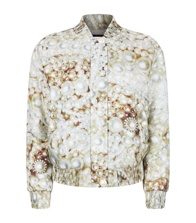 Boutique Moschino Pearl Print Bomber Jacket In Ivory