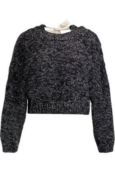 Jw Anderson Woman Tie-back Marled Sweater Midnight Blue