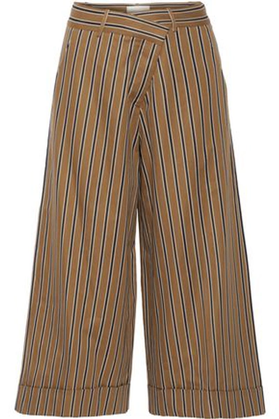 Monse Woman Striped Cotton-blend Twill Wide-leg Pants Tan