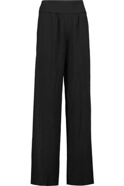 Valentino Woman Jersey-paneled Crepe Wide-leg Pants Black