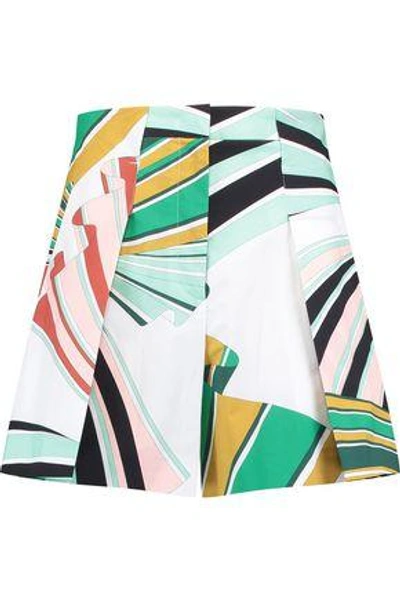 Emilio Pucci Pleated Printed Cotton-blend Shorts In Multicolor