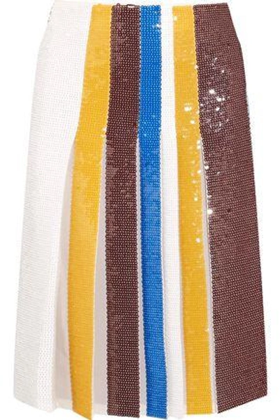 Emilio Pucci Woman Pleated Sequined Silk Skirt White