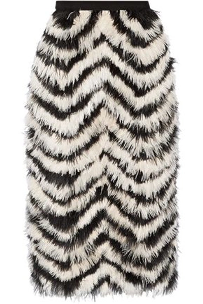 Erdem Skyla Feather-paneled Crepe Skirt