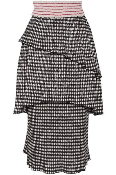 Rosie Assoulin Woman Mountain Range Gingham Seersucker Midi Skirt Black