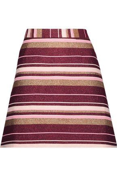 Zimmermann Woman Karmic Metallic Striped Cotton-blend Canvas Mini Skirt Brick