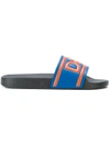 Dolce & Gabbana Branded Slide Sandals In Cobalto-arancio-nero