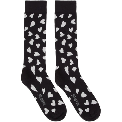 Jw Anderson Heart Intarsia-knit Socks In 6709222.blk