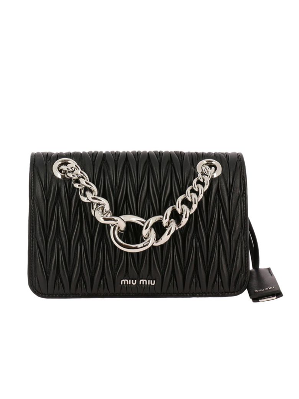 Miu Miu Black Pleated Shoulder Purse