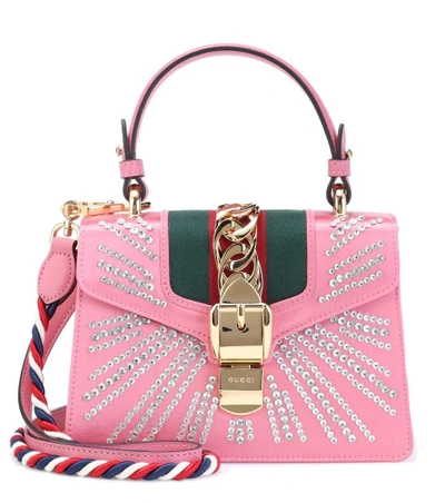 Gucci Sylvie Mini Satin Shoulder Bag In Pink