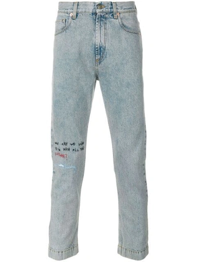 Gucci Coco Capitan Cropped Jeans In Blu