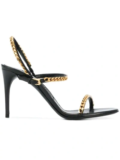 Tom Ford Chain-embellished Leather Sandals In Gold