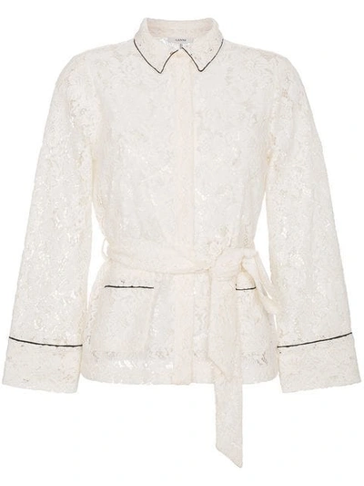 Ganni Lace Belted Shirt In White