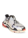 Balenciaga Men's Triple S Mesh & Leather Sneakers In Grey