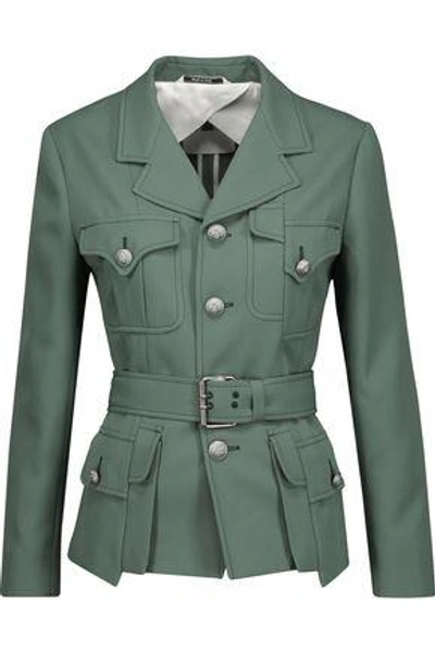 Maison Margiela Woman Belted Twill Jacket Grey Green