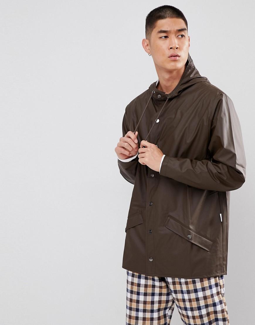 Rains Short Waterproof Jacket In Brown - Brown | ModeSens