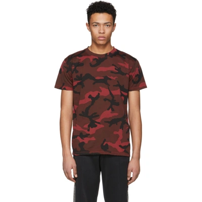 Valentino T-shirt Mit Camouflage-print In Red