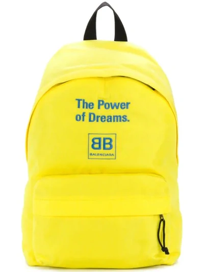 Balenciaga Power Of Dreams Embroidered Backpack In Yellow/orange