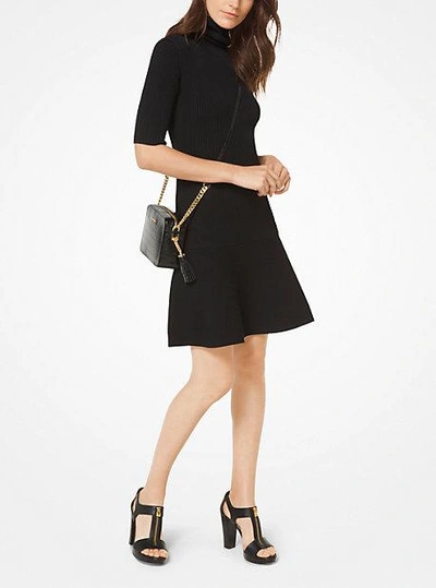 michael kors knit mini dress Michael Ribbed Stretch-knit Turtleneck In Black Kors outlet