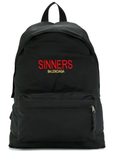 Balenciaga Explorer Logo-embroidered Canvas Backpack In Black