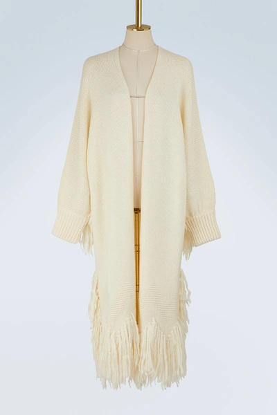 Chloé Wool Long Coat In Iconic Milk