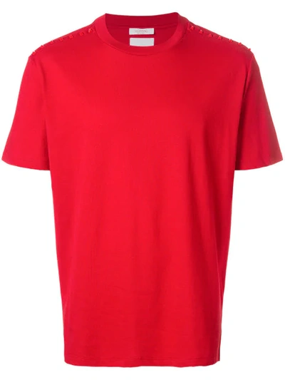 Valentino Rockstud Cotton-jersey T-shirt In Red