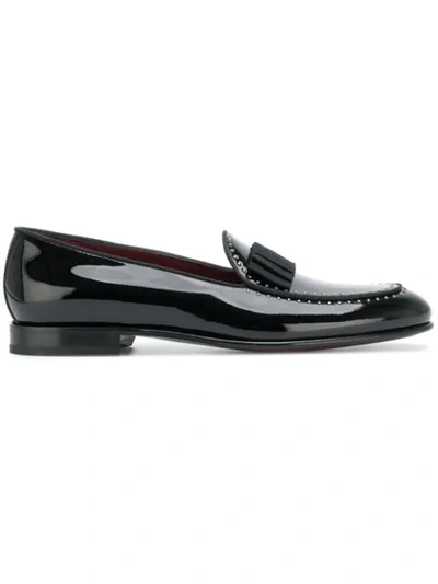 Dolce & Gabbana Grosgrain-trimmed Studded Patent-leather Loafers - Black