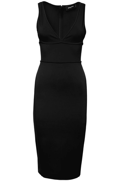 Dsquared2 Jersey Sheath Dress In Blacknero