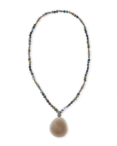 Hipchik Indie Beaded Labradorite, Pyrite & Pearl Necklace