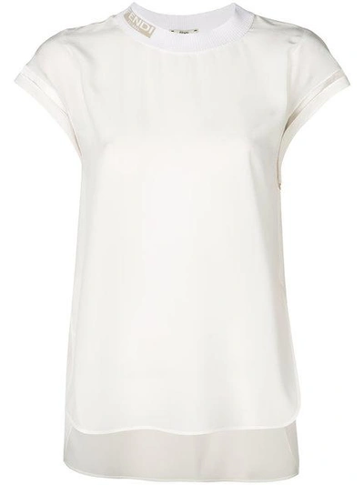 Fendi Branded Collar T-shirt In White