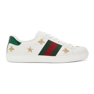 Gucci White Bee & Star New Ace Sneakers