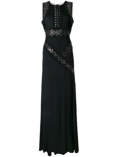 Antonio Berardi Metallic Eyelet Crepon Dress, Black In Blk