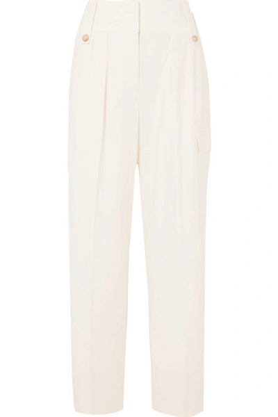 The Row Piefer Wide-leg Cotton-blend Trousers In White
