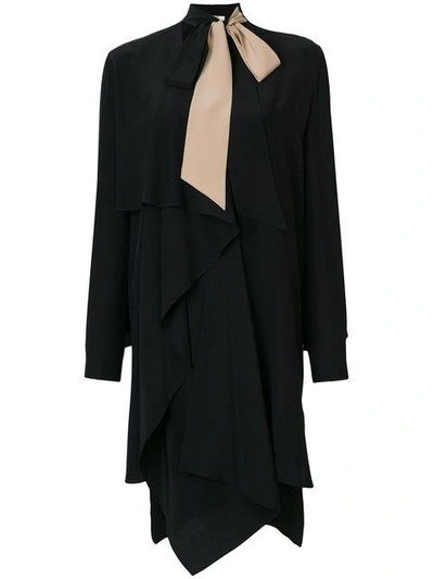 Fendi Lace- Up Detail Asymmetric Dress - Black